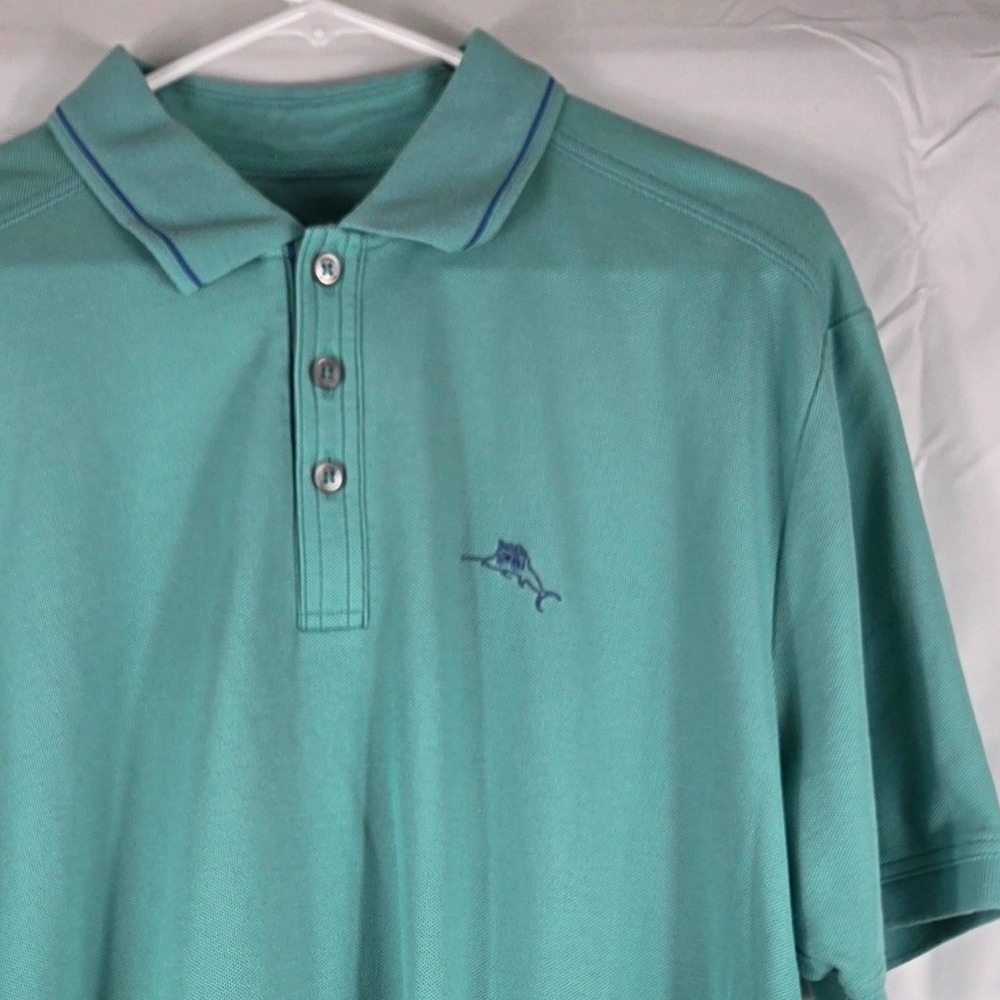 Tommy Bahama IslandZone Supima Polo Shirt Mens Large Teal Green Short Sleeve